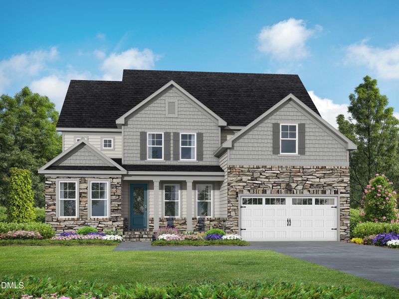 Front exterior of a new home in Rockport, Wake Forest, NC, highlighting curb appeal (Image 1). Front exterior of a new home in Rockport, Wake Forest, NC, highlighting curb appeal (Image 1).