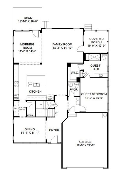 2D floor plan layout for the Mason by HHHunt Homes LLC in The Summit at Morgan Ridge, Chapel Hill, NC (Image 8).