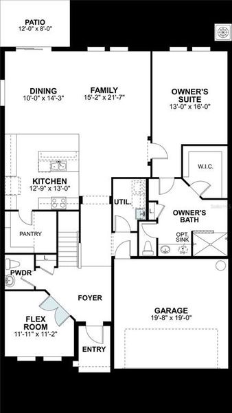 2D floor plan layout of this home in Meadow Oaks, Hudson, FL (Image 4).