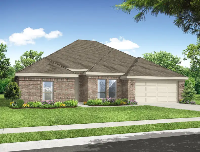 Representative exterior photo of a completed home built from the Walden by Impression Homes in Still Water Lake Estates, Godley, TX (Image 1). Representative exterior photo of a completed home built from the Walden by Impression Homes in Still Water Lake Estates, Godley, TX (Image 1).