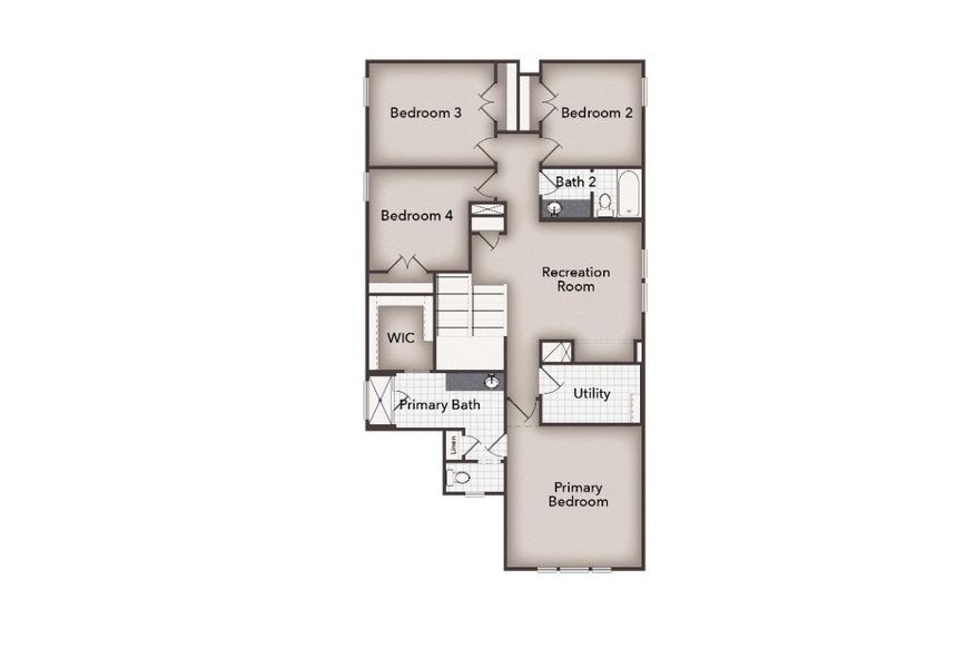 2D floor plan layout for the Heritage Mill 2265 by Brohn Homes in Heritage Mill, Hutto, TX (Image 4).