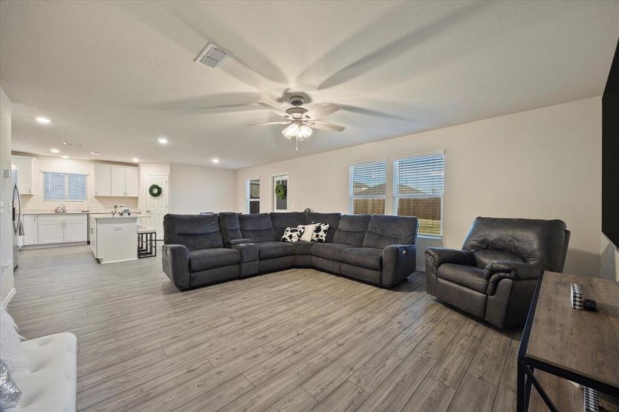 Open Concept Living, Dining, and Kitchen.