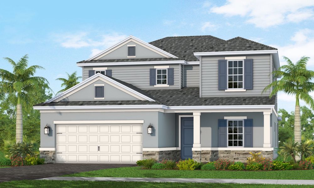 Representative exterior photo of a completed home built from the Bright Star by Neal Communities in Wildleaf, Parrish, FL (Image 1).