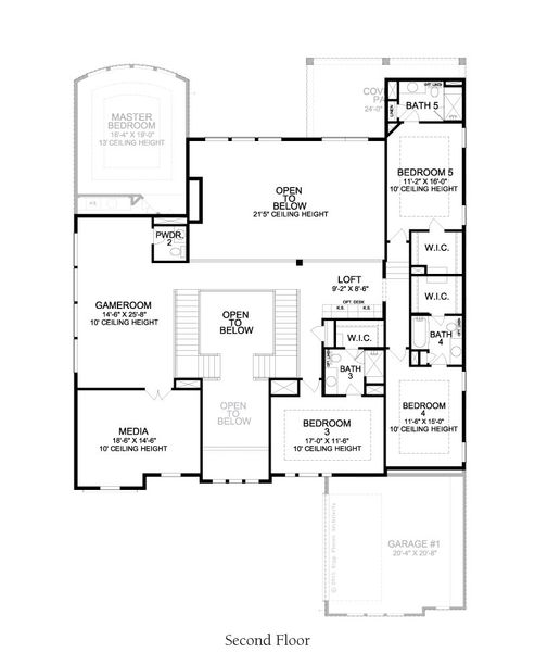 2D floor plan layout for the Amalfi by Landon Homes in Lexington Frisco, Frisco, TX (Image 4).