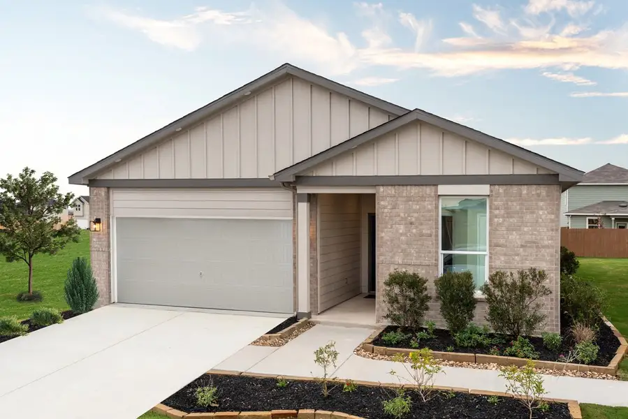 Representative exterior photo of a completed home built from the 1889 by KB Home in The Granary - Sterling Collection, San Antonio, TX (Image 7). Representative exterior photo of a completed home built from the 1889 by KB Home in The Granary - Sterling Collection, San Antonio, TX (Image 7).
