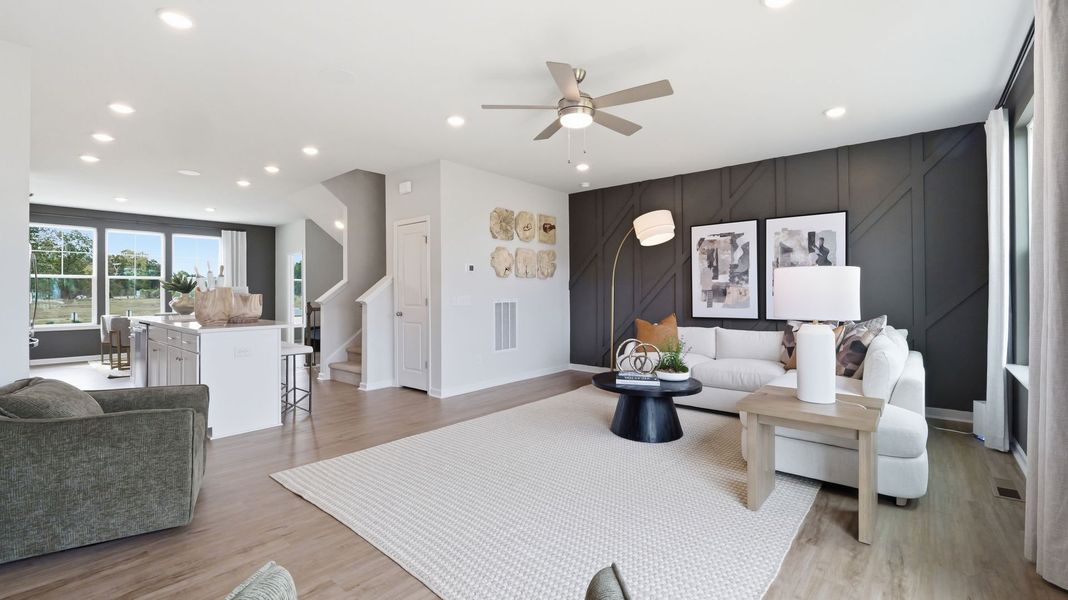 Furnished interior view inside a new home in Fallbrook Townhomes, Indian Trail (Image 8). Furnished interior view inside a new home in Fallbrook Townhomes, Indian Trail (Image 8).