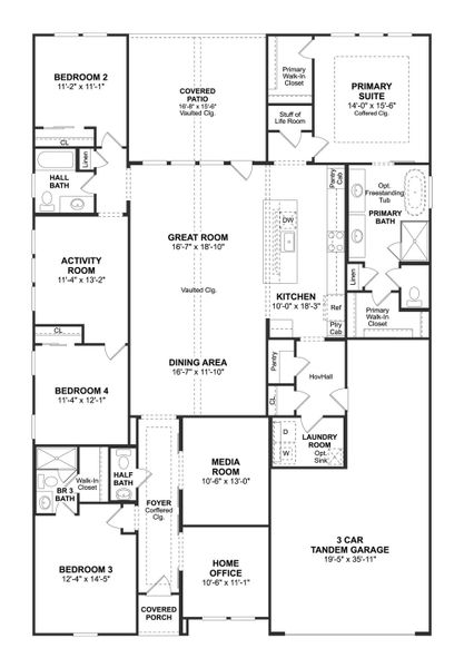 2D floor plan layout for the Geneva by K. Hovnanian® Homes in The Preserve at Green Meadows, Celina, TX (Image 3). 2D floor plan layout for the Geneva by K. Hovnanian® Homes in The Preserve at Green Meadows, Celina, TX (Image 3).