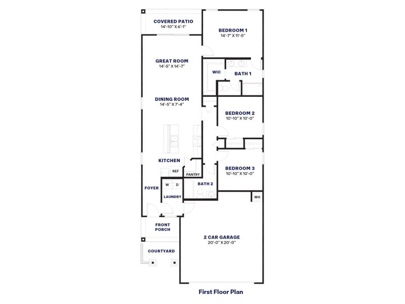 2D floor plan layout for the Amber by D.R. Horton in Elena Trails, Maricopa, AZ (Image 5). 2D floor plan layout for the Amber by D.R. Horton in Elena Trails, Maricopa, AZ (Image 5).