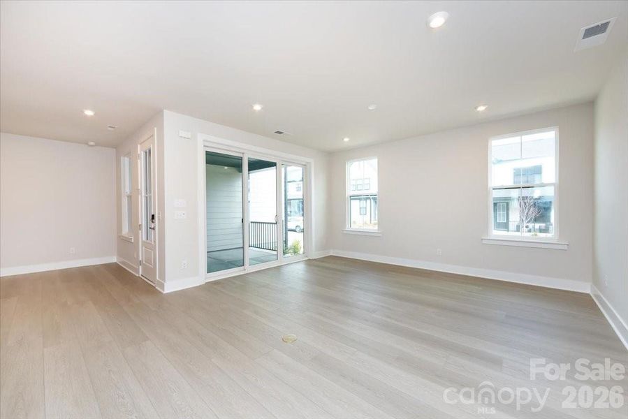 Living room with 9' Wide Sliding Glass Door to the Covered Outdoor Living