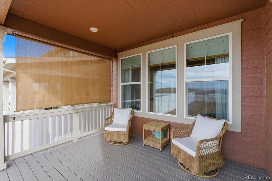 Covered patio with privacy shade