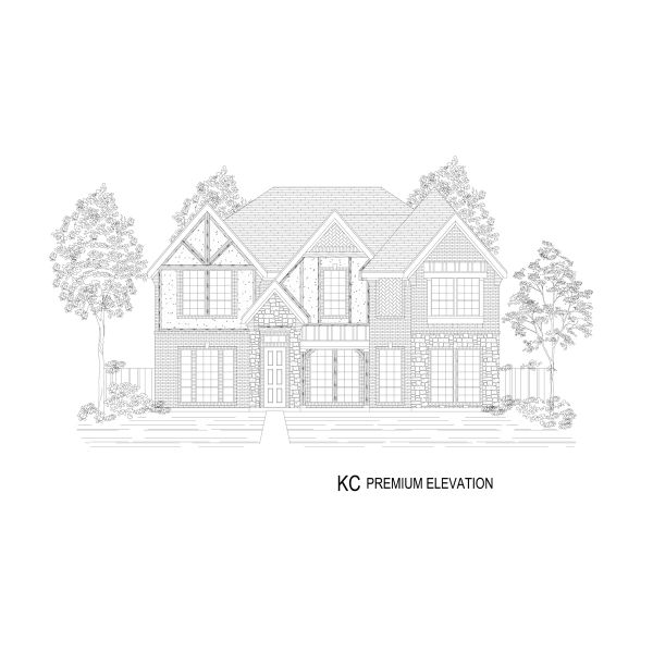 Representative rendering of the exterior for the Hillcrest 45 2R-CW (w/Media) by First Texas Homes (Image 14).