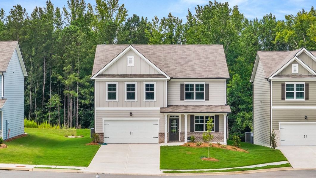 Representative exterior photo of a completed home built from the Hanover by D.R. Horton in Lost Creek, Dallas, GA (Image 1). Representative exterior photo of a completed home built from the Hanover by D.R. Horton in Lost Creek, Dallas, GA (Image 1).