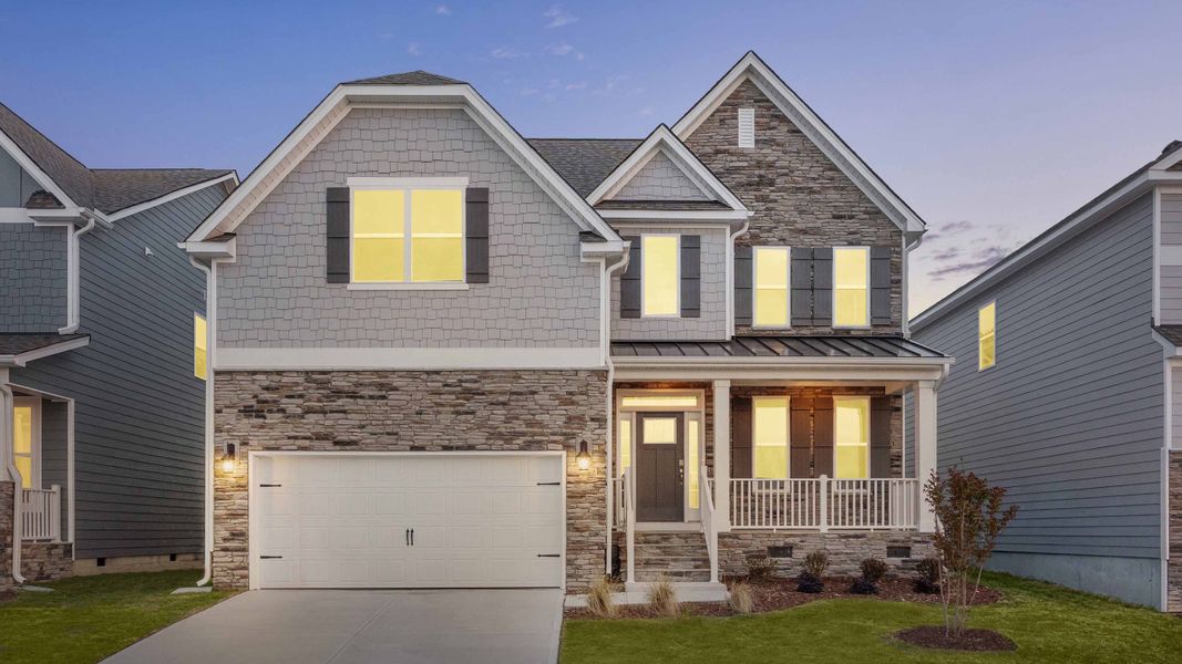 Representative exterior photo of a completed home built from the Fleetwood by D.R. Horton in Kalas Falls, Wake Forest, NC (Image 26). Representative exterior photo of a completed home built from the Fleetwood by D.R. Horton in Kalas Falls, Wake Forest, NC (Image 26).