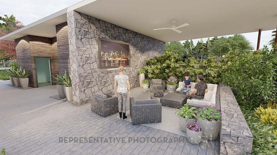 Exterior details and patio area of a home in Evergreen, Conroe (Image 2).