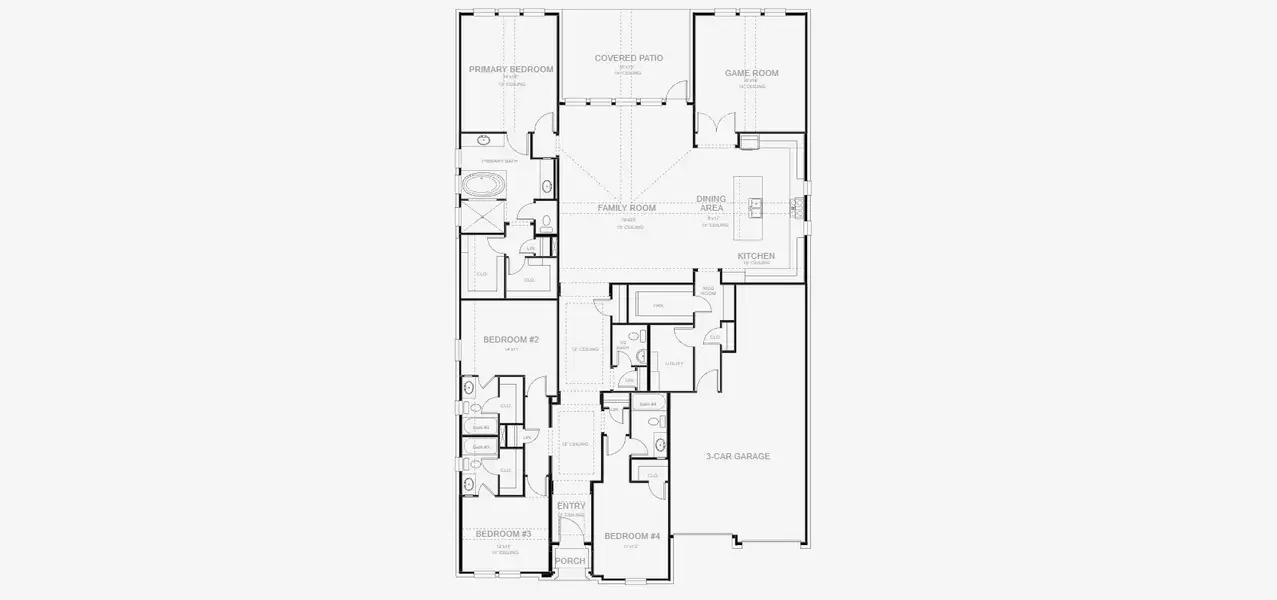2D floor plan layout for the 3080W by Perry Homes in Landmark, Denton, TX (Image 3).