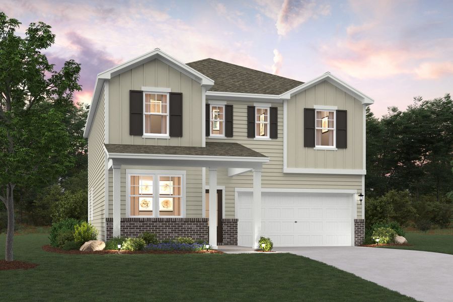 Front exterior of a new home in Canebrake at Hickory Hills, Old Hickory, TN, highlighting curb appeal (Image 1).
