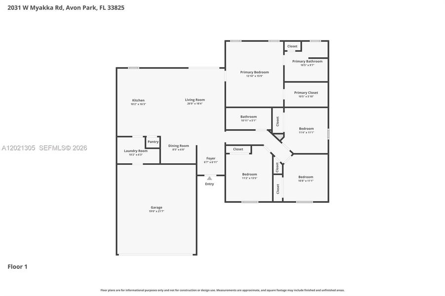 2D floor plan layout of this home in , Avon Park, FL (Image 5). 2D floor plan layout of this home in , Avon Park, FL (Image 5).