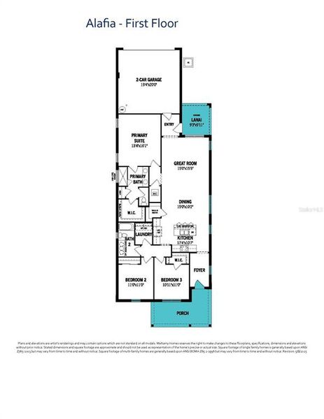 2D floor plan layout of this home in Rainwood, Groveland, FL (Image 2).
