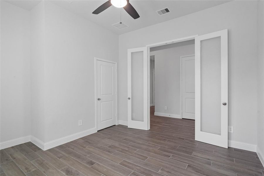 Additional view from the study into the hallway - highlighting the double French doors. Additional view from the study into the hallway - highlighting the double French doors.