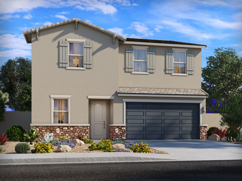 Representative exterior photo of a completed home built from the Sapphire by Meritage Homes in Las Patrias at Star Valley Phase III - Premier Series, Tucson, AZ (Image 13). Representative exterior photo of a completed home built from the Sapphire by Meritage Homes in Las Patrias at Star Valley Phase III - Premier Series, Tucson, AZ (Image 13).