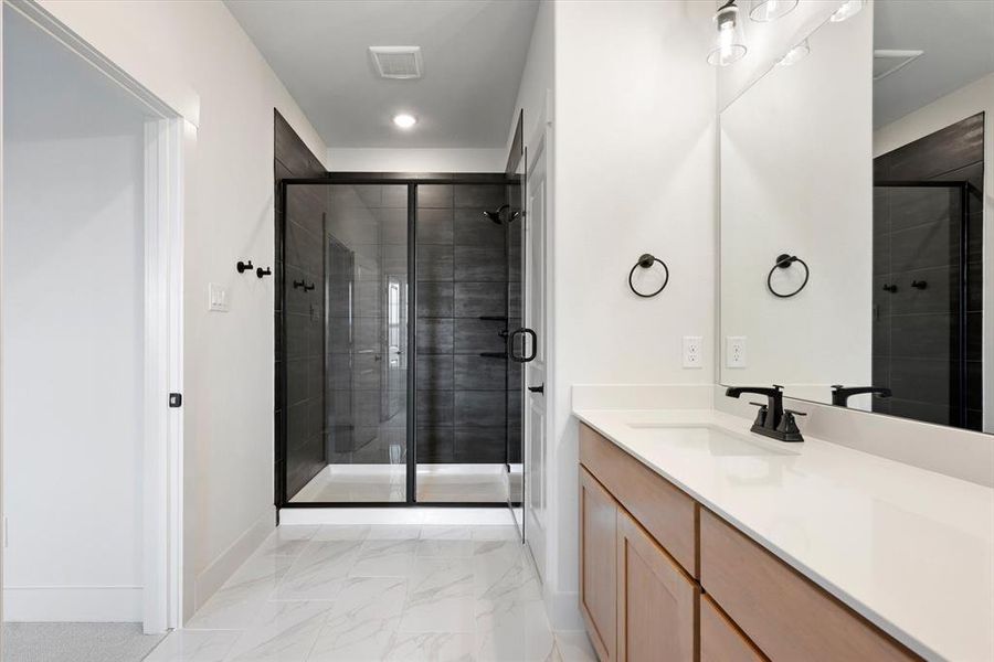 You'll love this oversized walk in shower in your new owner's bath!