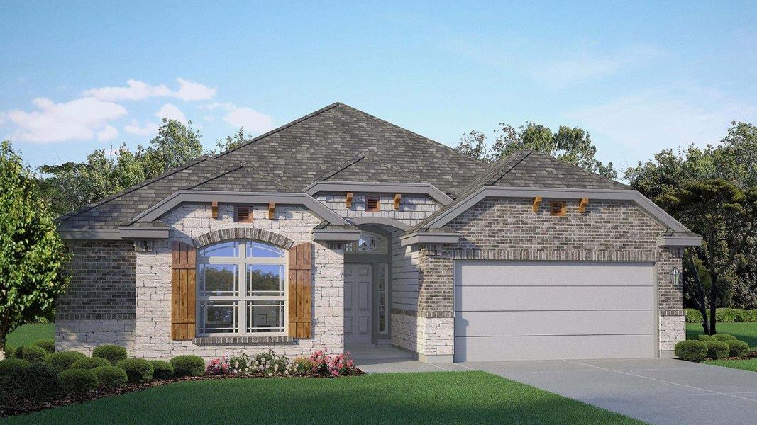 Representative exterior photo of a completed home built from the The Sierra by D.R. Horton in Saddle Creek, Waco, TX (Image 2). Representative exterior photo of a completed home built from the The Sierra by D.R. Horton in Saddle Creek, Waco, TX (Image 2).