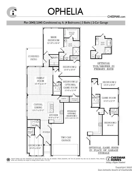 2D floor plan layout of this home in Village at Three Oaks, Seguin, TX (Image 3).