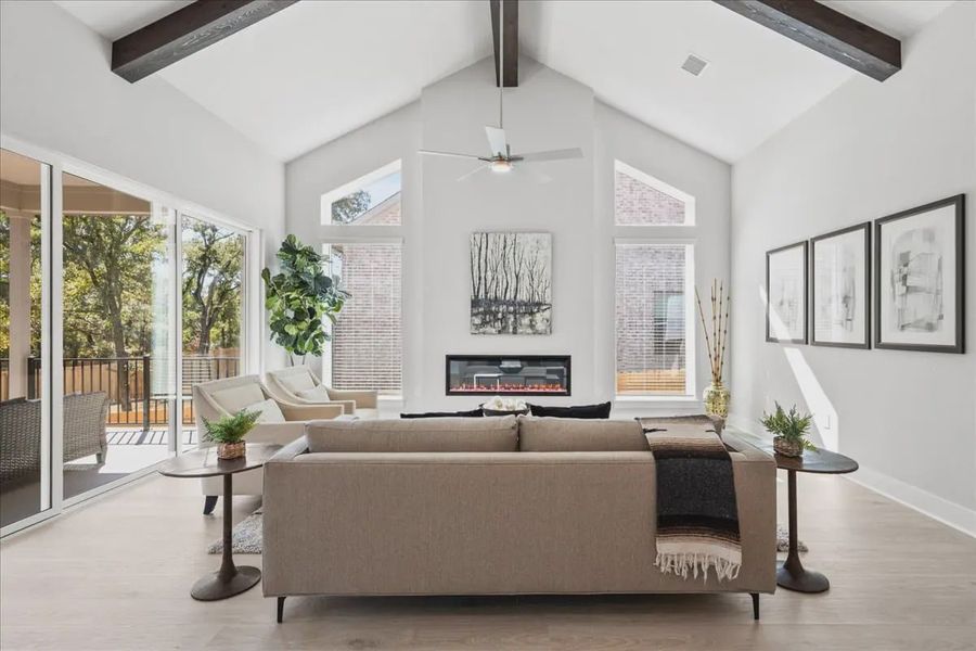 Representative furnished interior of a home built from the Draco by Chesmar Homes in The Grove at Blackhawk, Pflugerville (Image 7).