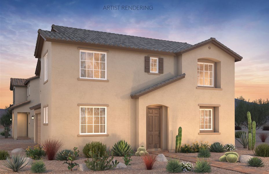 Representative exterior photo of a completed home built from the Powderhorn by Pulte Homes in Asante- Atrium Series, Surprise, AZ (Image 2).