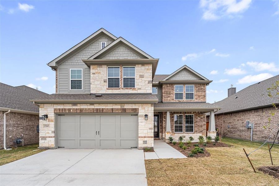 Front exterior of a new home in Morningstar, Aledo, TX, highlighting curb appeal (Image 26).