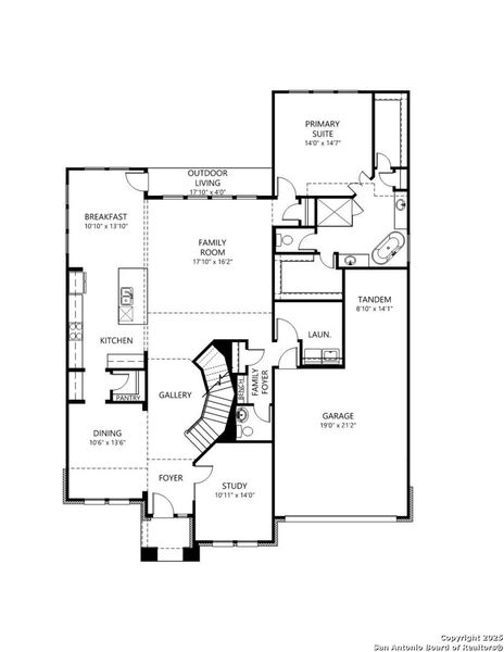 2D floor plan layout of this home in Esperanza - 70', Boerne, TX (Image 18).