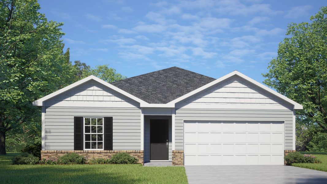 Representative exterior photo of a completed home built from the Freeport II - Express by D.R. Horton in Hobbs Farm, Ayden, NC (Image 4).