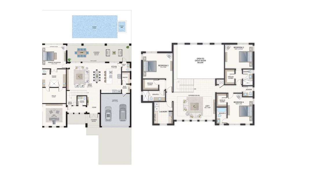 2D floor plan layout for the Casa Mar by GT Homes in Palma Del Lago, Miami Lakes, FL (Image 2).