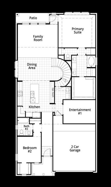 2D floor plan layout for the Panamera by Highland Homes in Thompson Farms: 50ft. lots, Van Alstyne, TX (Image 7).