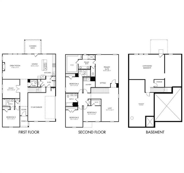 2D floor plan layout of this home in River Pointe, Monroe, GA (Image 5).