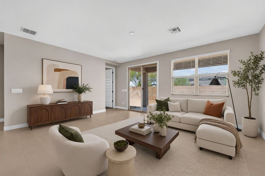 Furnished interior view inside a new home in Combs Ranch, San Tan Valley (Image 5). Furnished interior view inside a new home in Combs Ranch, San Tan Valley (Image 5).