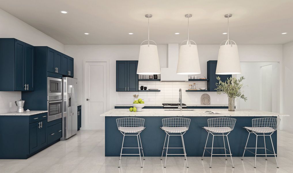 Kitchen with pendant lighting