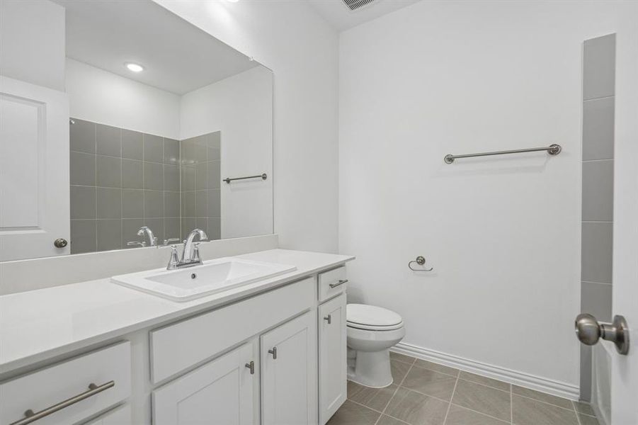 Guests will feel right at home in this beautifully finished guest bath. Guests will feel right at home in this beautifully finished guest bath.