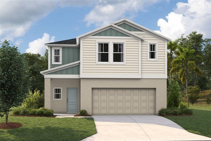 Front exterior of a new home in Crosswinds, Haines City, FL, highlighting curb appeal (Image 1).