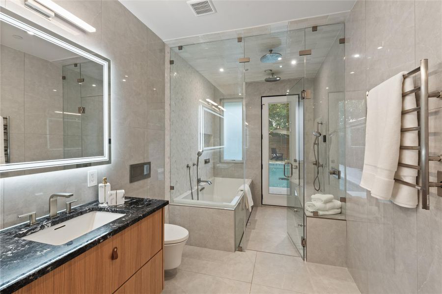 Direct pool access from your spa-inspired serenity Direct pool access from your spa-inspired serenity