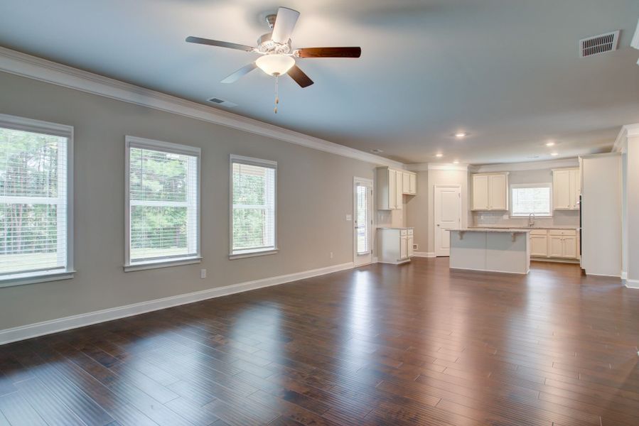 Spacious great room is perfect for casual living