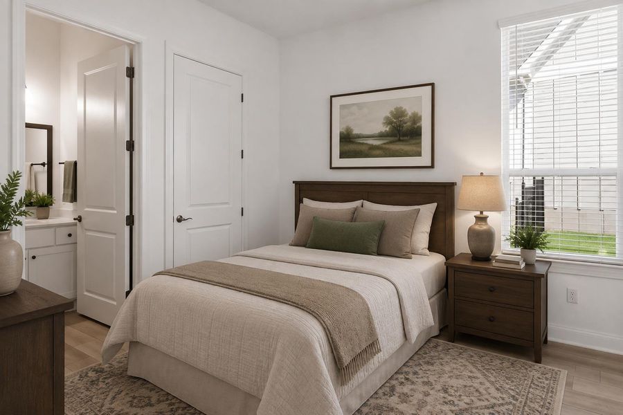 Virtually staged. A restful bedroom offers direct access to a private bathroom, creating a convenient and comfortable living space. Virtually staged. A restful bedroom offers direct access to a private bathroom, creating a convenient and comfortable living space.