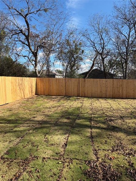 View of fenced backyard