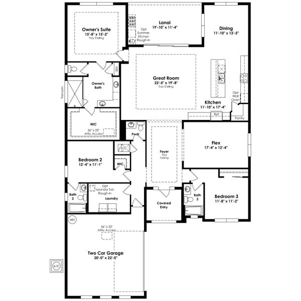 2D floor plan layout of this home in L'Ambiance at Avenir, Palm Beach Gardens, FL (Image 3).
