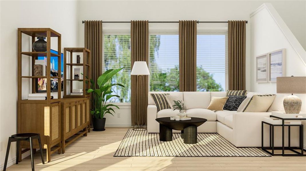 Living area featuring light hardwood / wood-style flooring