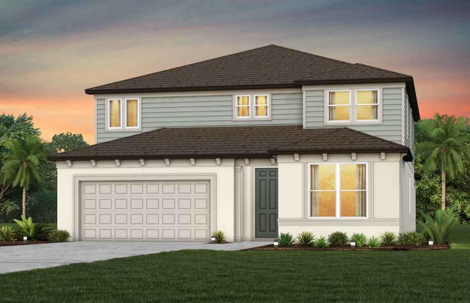 Representative exterior photo of a completed home built from the Scarlett by Pulte Homes in Riverwood, Zephyrhills, FL (Image 19).