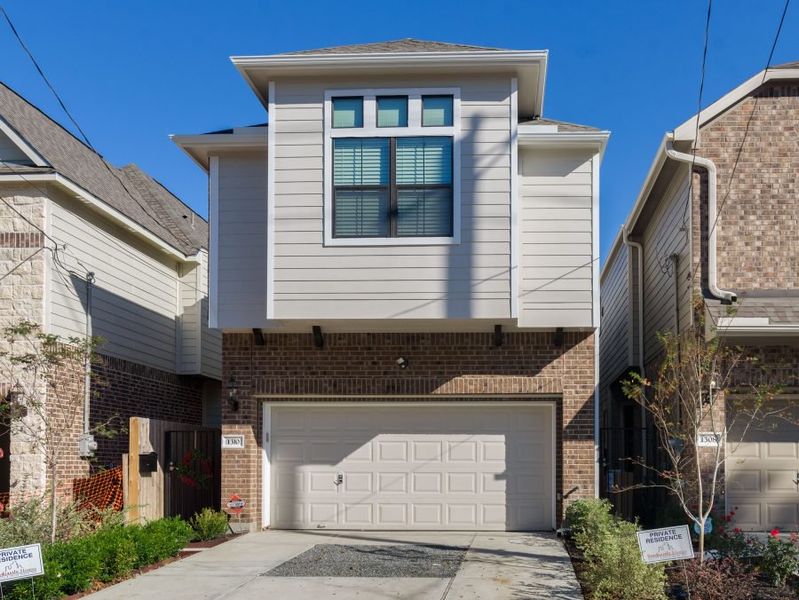 Representative exterior photo of a completed home built from the Geneva by Sandcastle Homes in Sunset Heights, Houston, TX (Image 2). Representative exterior photo of a completed home built from the Geneva by Sandcastle Homes in Sunset Heights, Houston, TX (Image 2).