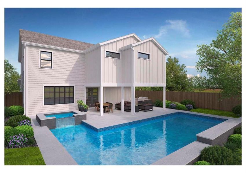 For marketing purposes only. This is a virtual rendering, buyers to independently verify the size and scope of a pool that could be constructed with their own pool company.