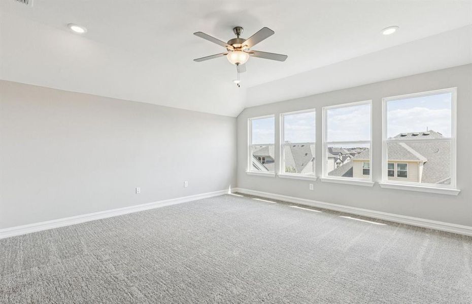 Large windows in upstairs game room