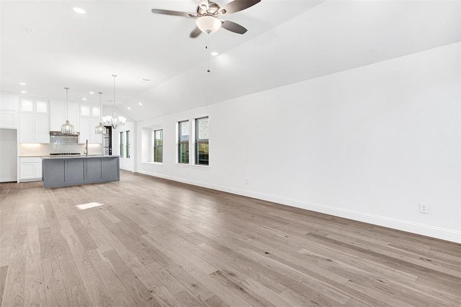 Living room looking at kitchen